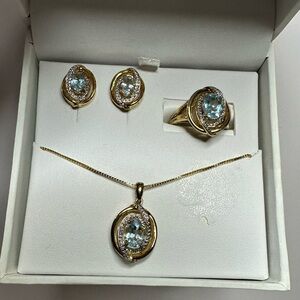 Estate piece…Aquamarine necklace earrings and ring set.